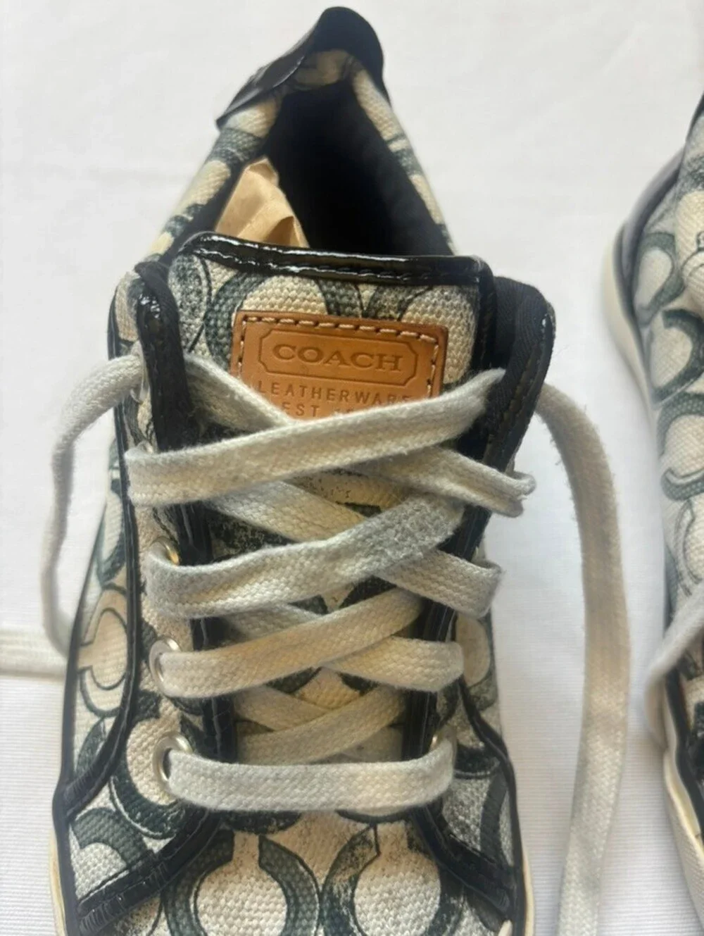 Coach black and white classic low top sneakers- womens size 6
